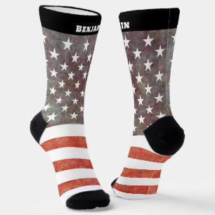 Personalized American Flag with Name Men's Socks