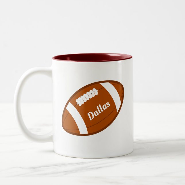 Personalized American Football Ball Two-Tone Coffee Mug (Left)
