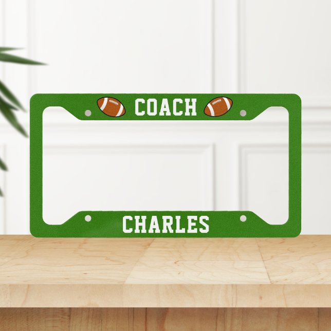 Personalized American Football Coach Name License Plate Frame (Creator Uploaded)
