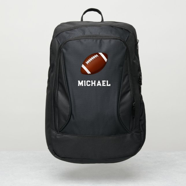 Personalized American Football Custom Name Black  Port Authority® Backpack (Front)