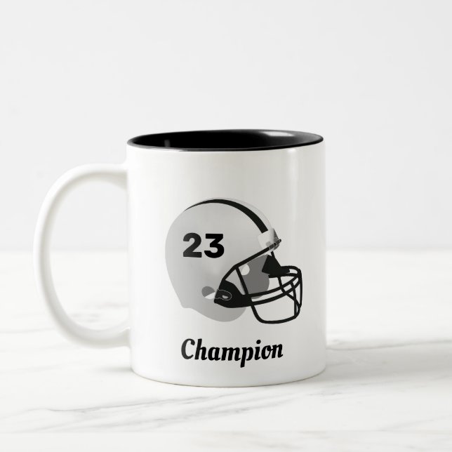 Personalized American Football Helmet Two-Tone Coffee Mug (Left)