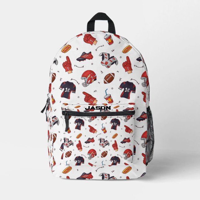 Personalized American football pattern Printed Backpack (Front)