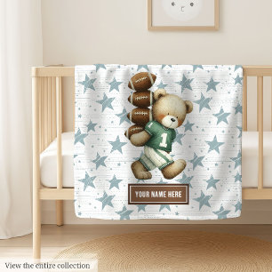 Personalized American Football Teddy Bear Blanket