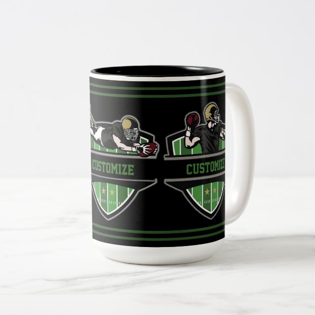 Personalized American Football Theme Two-Tone Coff Coffee Mug (Front Right)