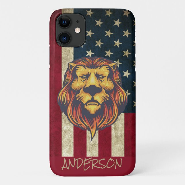Personalized American Golden Lion Skateboard Case-Mate iPhone Case (Back)