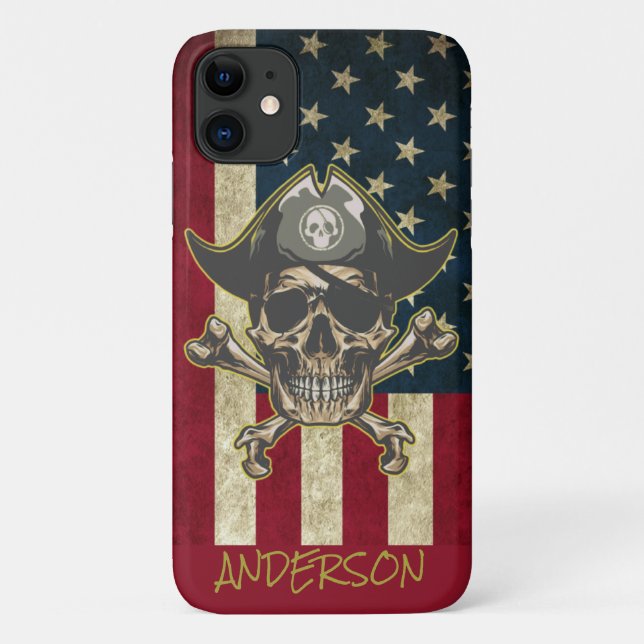 Personalized American Golden Skull Case-Mate iPhone Case (Back)