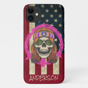 Personalized American Hippy Skull iPhone 11 Case