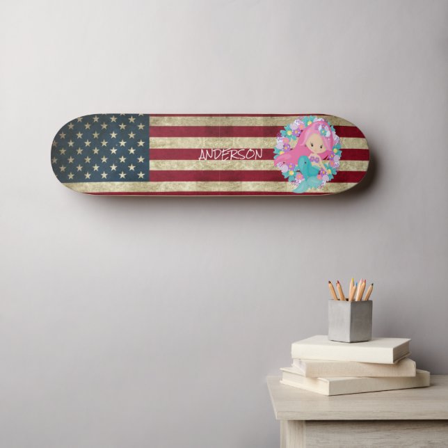 Personalized American LITTLE MERMAID Skateboard (Wall Art (Horz))