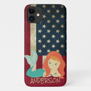Personalized American Mermaid Orange iPhone 11 Case