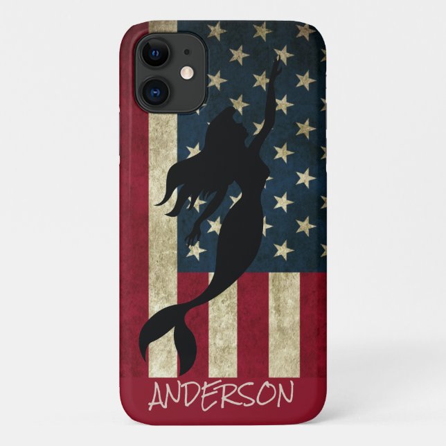 Personalized American Mermaid swimming Case-Mate i iPhone Case (Back)