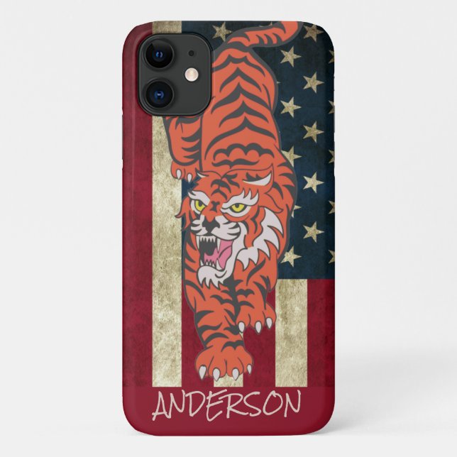 Personalized American Orange Tiger Case-Mate iPhone Case (Back)