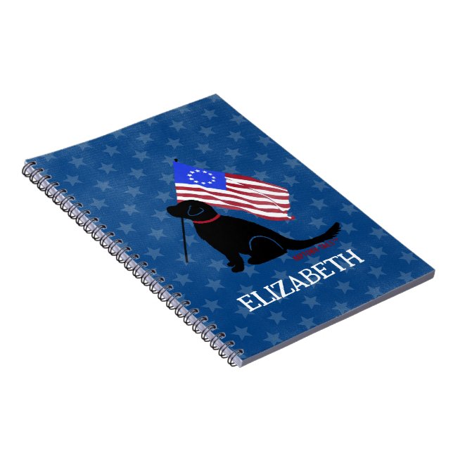 Personalized American Patriot Black Lab Notebook (Right Side)