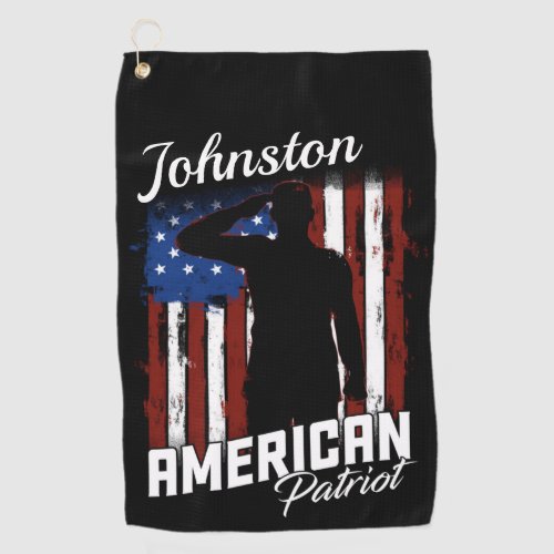 Personalized American Patriot Soldier USA Flag  Golf Towel