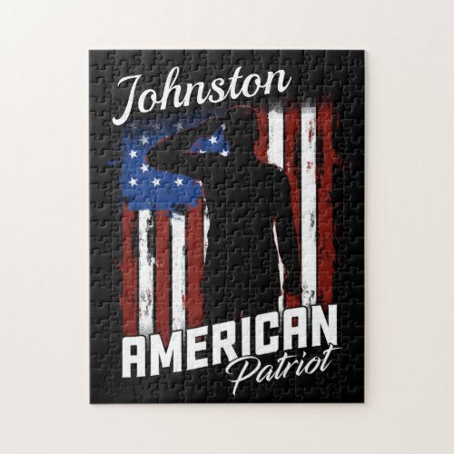 Personalized American Patriot Soldier USA Flag  Jigsaw Puzzle