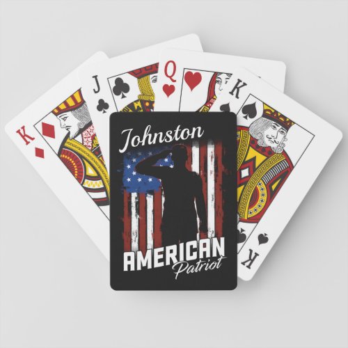 Personalized American Patriot Soldier USA Flag  Playing Cards