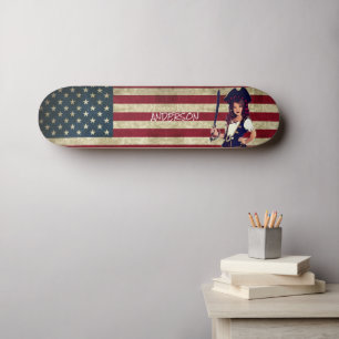 Personalized American PIRATE GIRL Skateboard