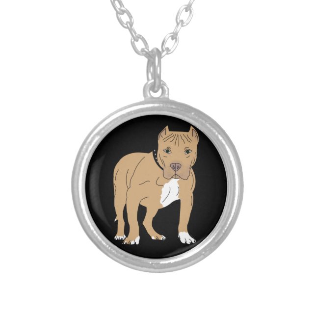 Personalized American Pitbull Dog Silver Plated Necklace (Front)