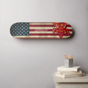Personalized American Red Asian Dragon Skateboard