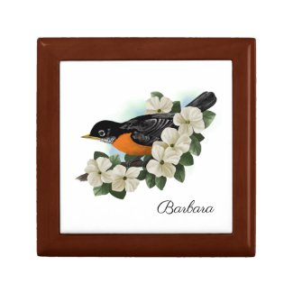 Personalized American Robin Keepsake Box