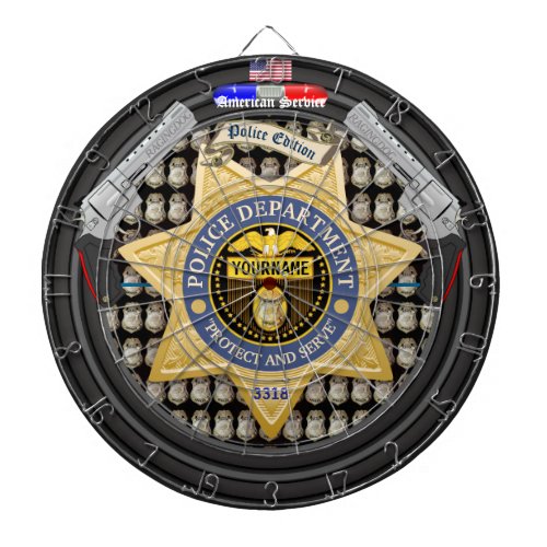 Personalized American Service Police Edition Dart  Dart Board