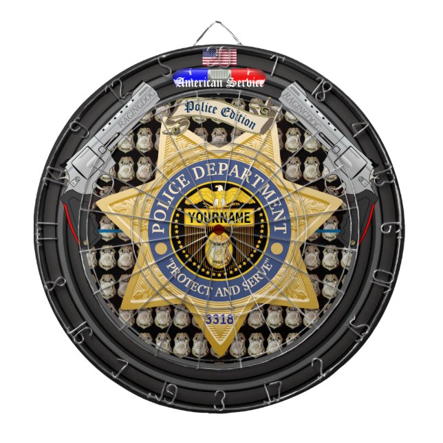 Personalized American Service Police Edition Dart  Dart Board (Front)