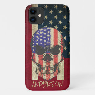 Personalized American Skull Flag iPhone 11 Case