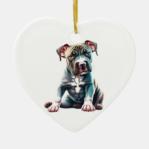 Personalized American Staffordshire Terrier Puppy Ceramic Ornament