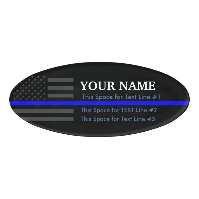 Personalized American Thin Blue Line Name Display Tag (Front)