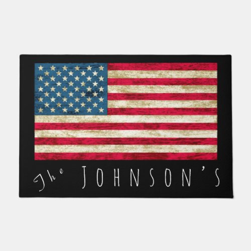 Personalized American United States Flag Door Mat