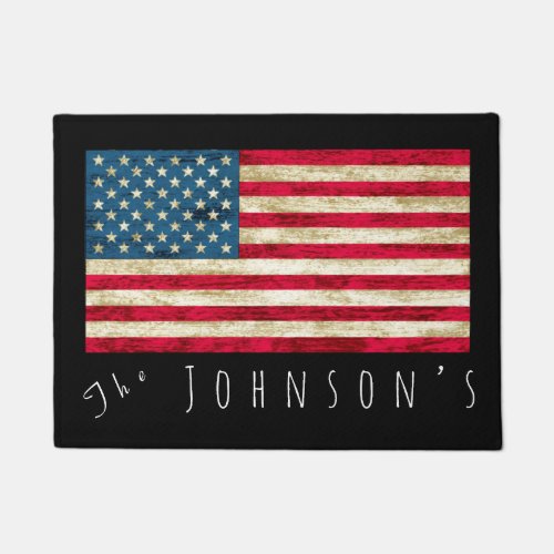 Personalized American United States Flag Door Mat