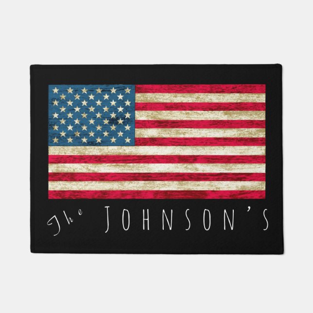 Personalized American United States Flag Door Mat (Front)