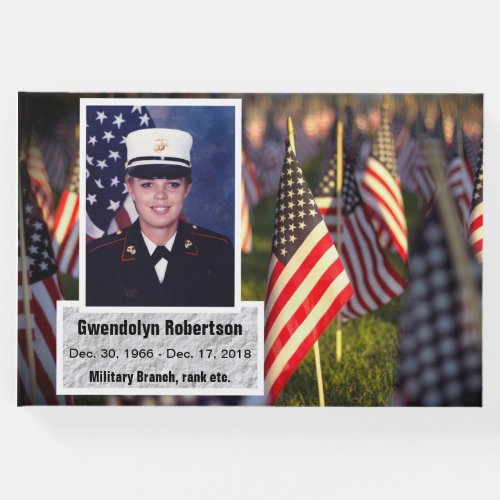 Personalized American Veteran Picture Memorial Guest Book