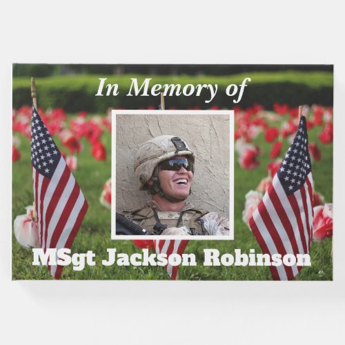 Personalized American Veteran Picture Memorial Guest Book
