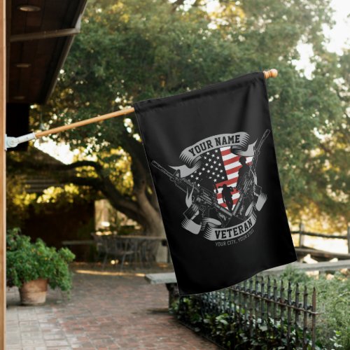 Personalized American Veteran Proud Vet USA Flag 