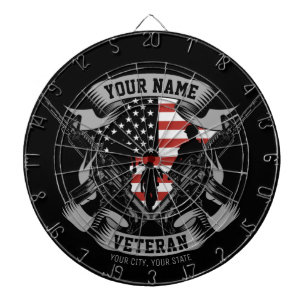 Personalized American Veteran Proud Vet USA Flag Dart Board