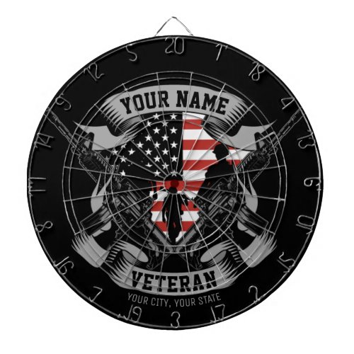 Personalized American Veteran Proud Vet USA Flag Dart Board