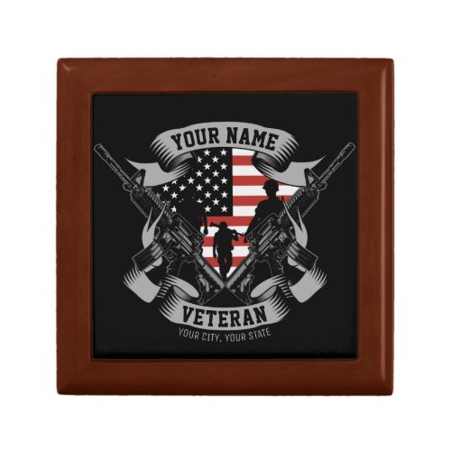 Personalized American Veteran Proud Vet USA Flag  Gift Box