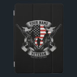 Personalized American Veteran Proud Vet USA Flag  iPad Pro Cover<br><div class="desc">Personalized American Veteran Proud Vet USA Flag featuring Soldiers with Firearms and American Flag Design. Personalized with your Name,  Custom Text and Location! Perfect gift for that special person in your life!</div>