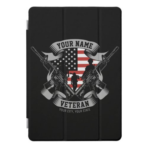 Personalized American Veteran Proud Vet USA Flag  iPad Pro Cover