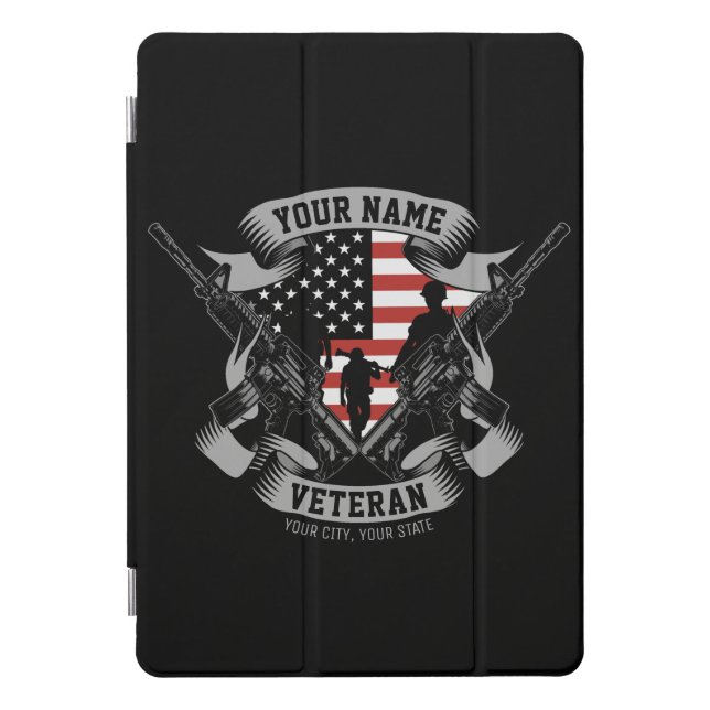Personalized American Veteran Proud Vet USA Flag  iPad Pro Cover (Front)