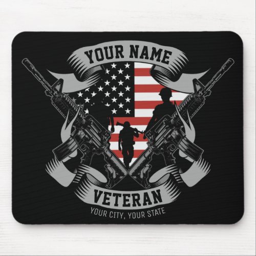 Personalized American Veteran Proud Vet USA Flag Mouse Pad