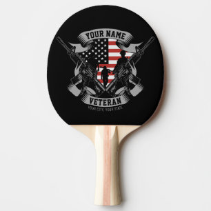 Personalized American Veteran Proud Vet USA Flag Ping Pong Paddle