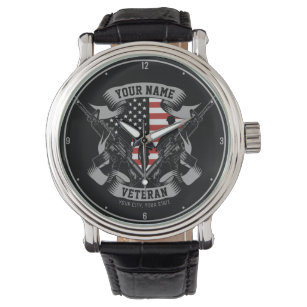 Personalized American Veteran Proud Vet USA Watch