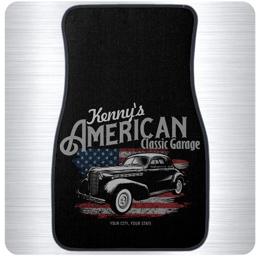 Personalized American Vintage Classic Car Garage   Car Floor Mat