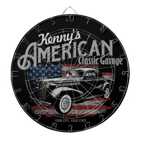 Personalized American Vintage Classic Car Garage  Dart Board