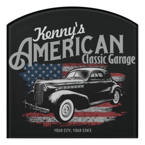 Personalized American Vintage Classic Car Garage Door Sign