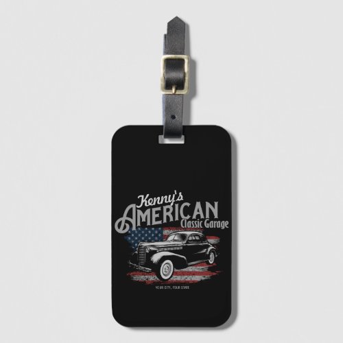 Personalized American Vintage Classic Car Garage Luggage Tag