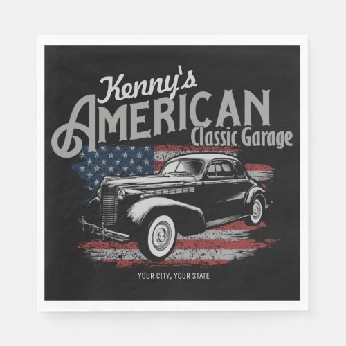 Personalized American Vintage Classic Car Garage  Napkins