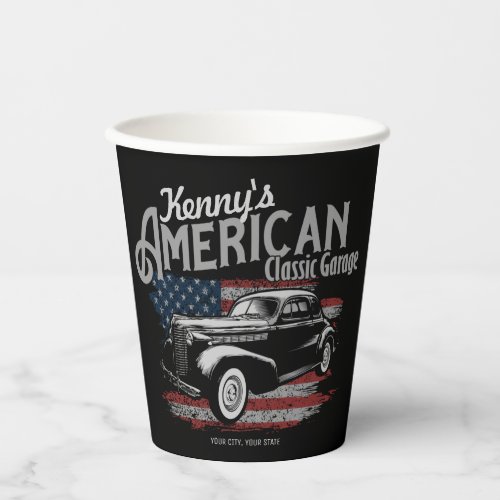 Personalized American Vintage Classic Car Garage Paper Cups