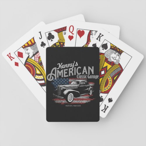 Personalized American Vintage Classic Car Garage  Poker Cards